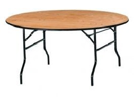 Table ronde en bois multiplis verni