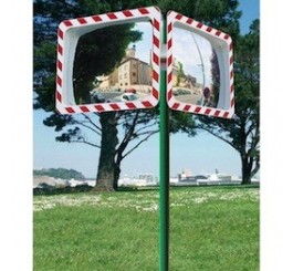 Poteau pour miroir de voirie