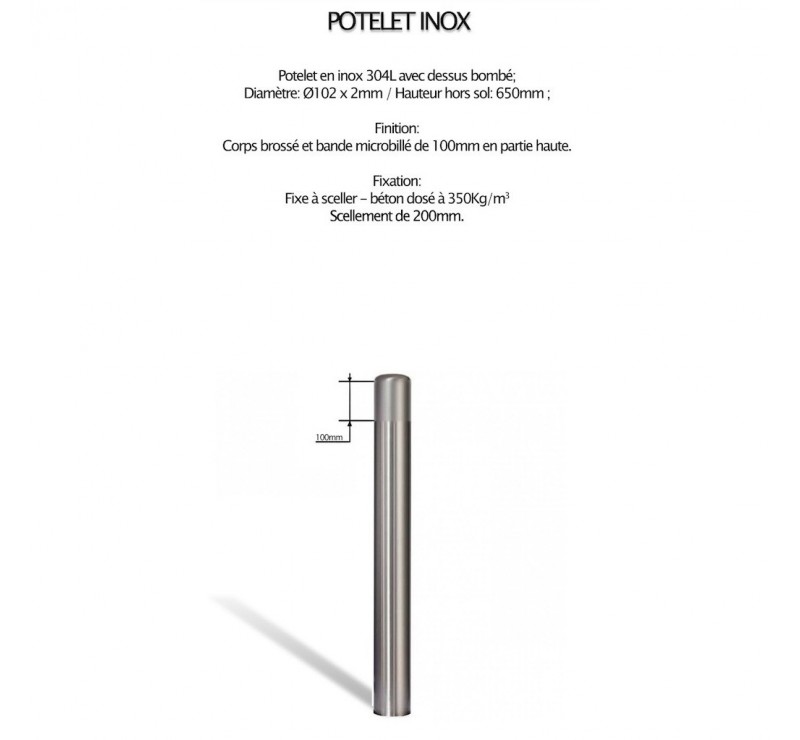 Potelets fixes : Ø 76 ou Ø 114