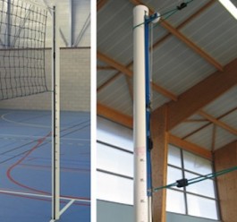Paire de poteaux de volley aluminium scolaire à cabestan
