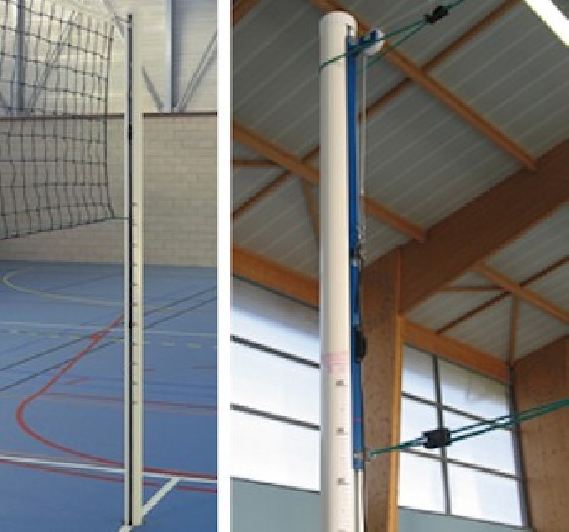 Paire de poteaux de volley aluminium scolaire à cabestan