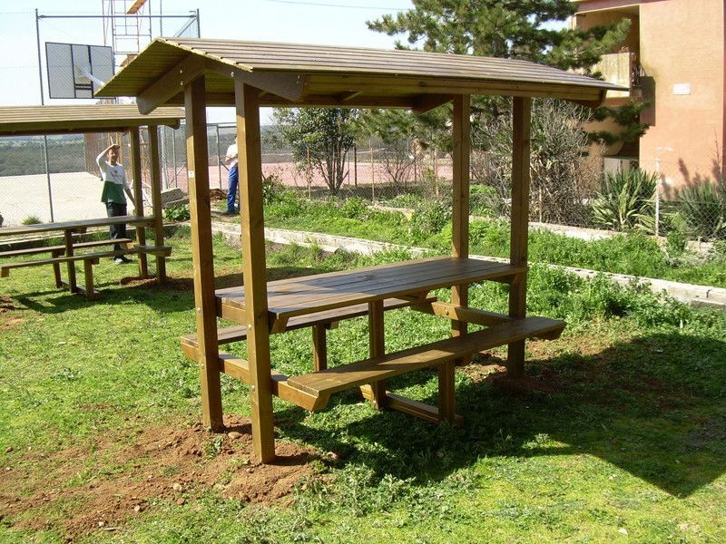 Lot de 2 tables pique-nique couvertes