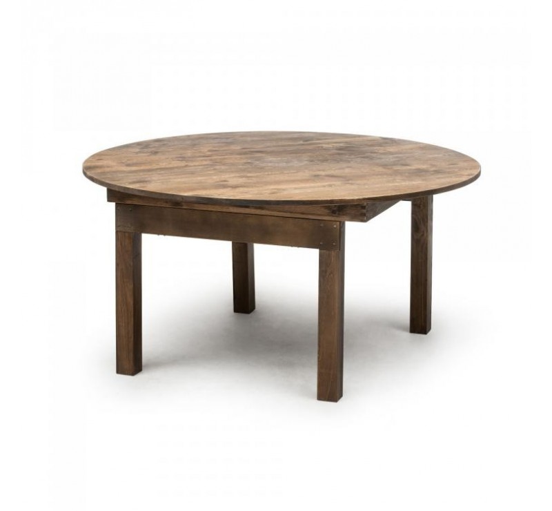 Table ronde pliante en bois d'orme