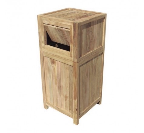Corbeille robuste en bois de teck naturel 50 L