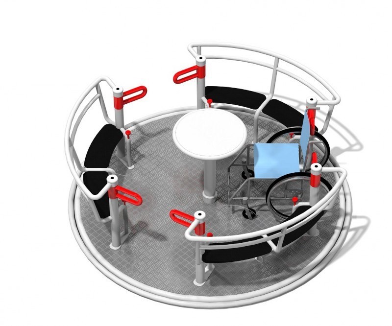 Carrousel inox avec accès fauteuil roulant PMR