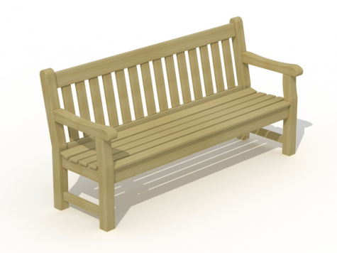 Banc public rustique en bois exotique ou pin du Nord rouge