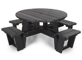 Table pique-nique ronde en plastique recyclé