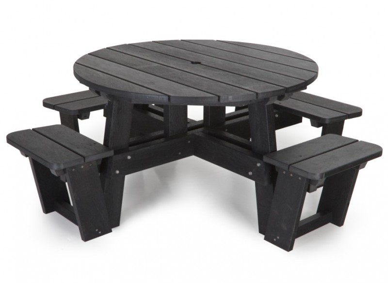 Table pique-nique ronde en plastique recyclé