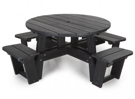 Table pique-nique ronde en plastique recyclé