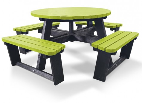 Table pique-nique ronde en plastique recyclé