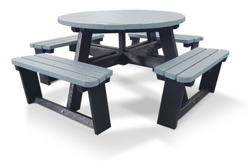 Table pique-nique ronde en plastique recyclé