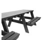 Table pique-nique en plastique recyclé noir PMR 8 ou 10 places assises