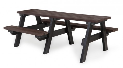Table pique-nique en plastique recyclé noir PMR