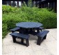 Table de pique-nique octogonale en plastique recyclé Noir
