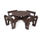 Table de pique-nique octogonale avec dossiers en plastique recyclé BRUN