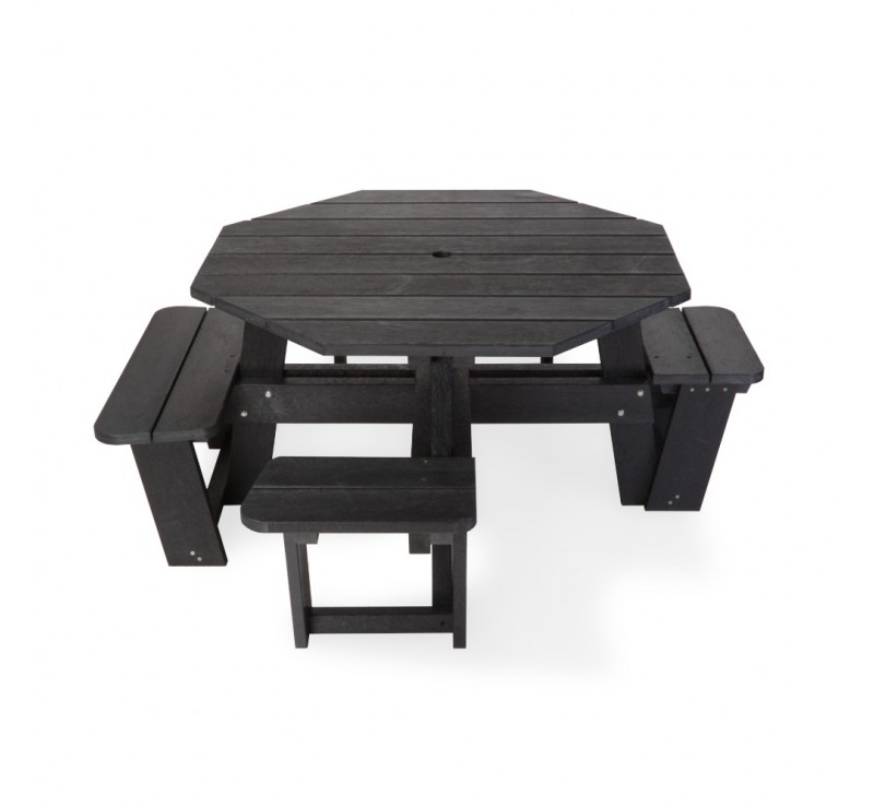 Table pique-nique octogonale en plastique recyclé Brun PMR