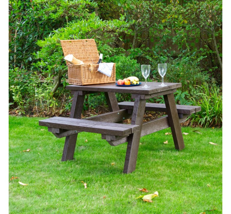 Table pique-nique en plastique recyclé noir 2 places