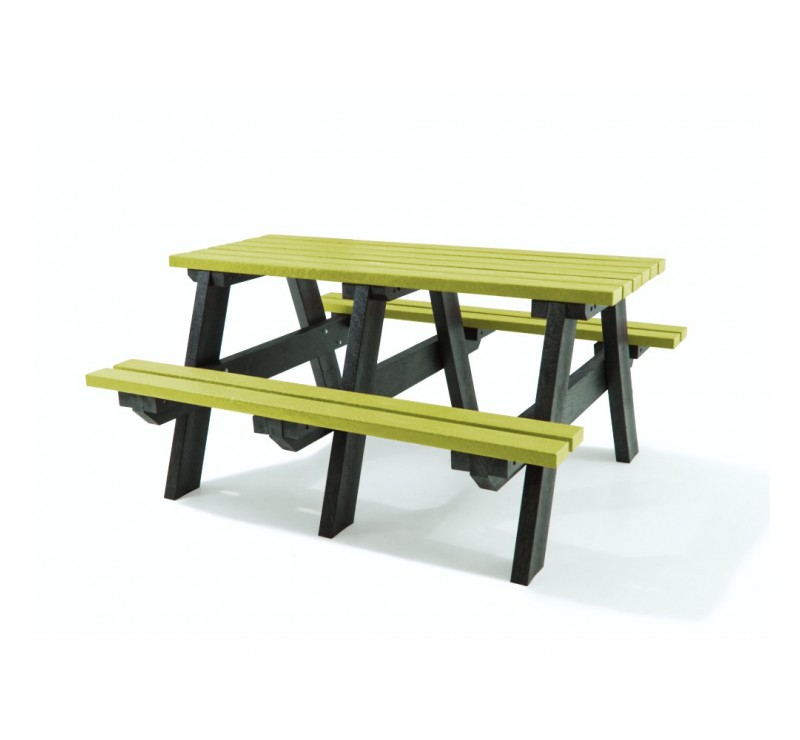 Table pique-nique en plastique recyclé Vert citron 8 places