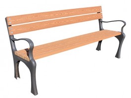 Banc public piétement fonte et lames bois Eco composites
