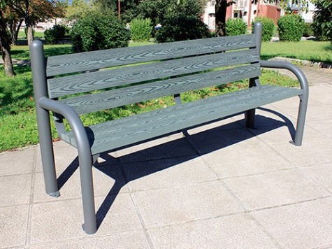 Banc public piétement acier galvanisé et eco composite couleur bois 1.95 m