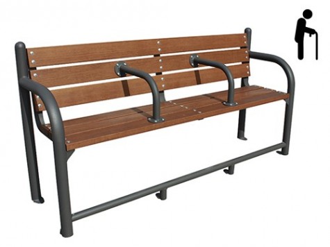 Banc public piétement acier galvanisé et bois tropical 3 places gamme senior