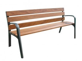Banc public Martinia piétement fonte et lames bois tropical 1.80 m