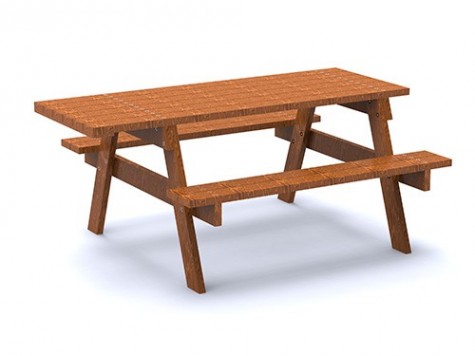 Table pique-nique éco-composite couleur bois - PMR