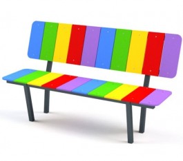 BANC EN MÉTAL AVEC DOSSIER MULTICOLORE
