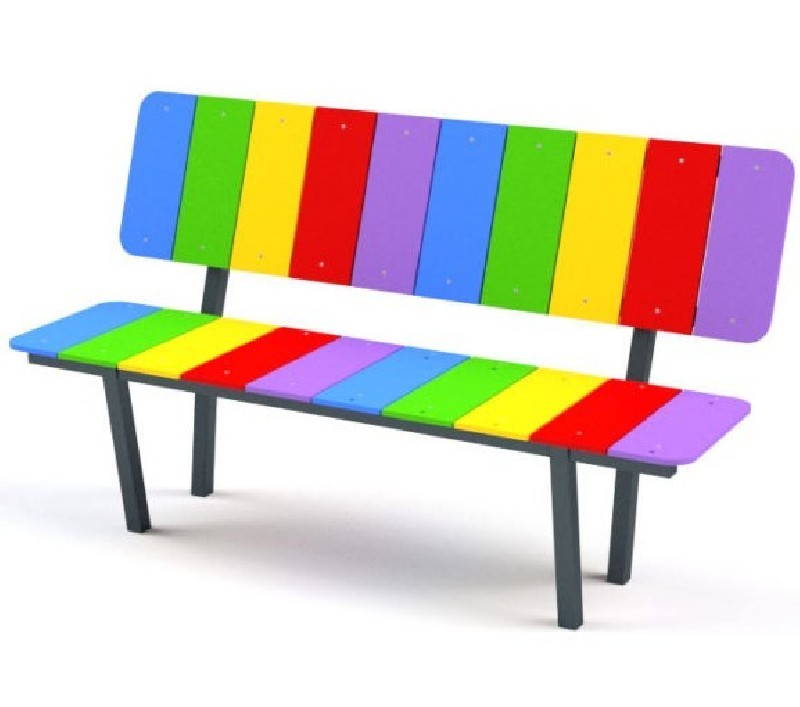 BANC EN MÉTAL AVEC DOSSIER MULTICOLORE