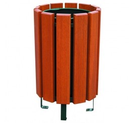 Corbeille en bois exotique 80 L avec seau galvanisé