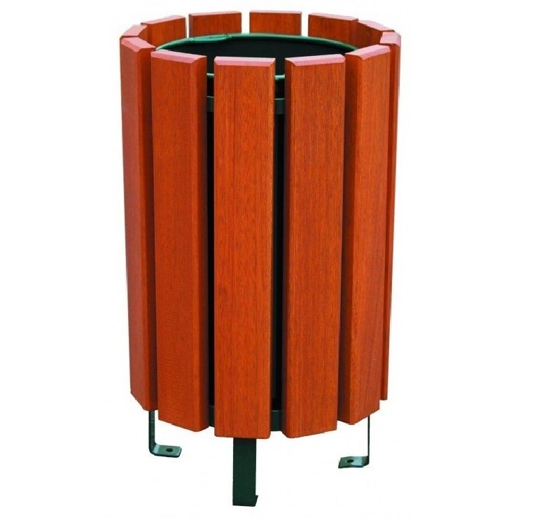 Corbeille en bois exotique 80 L avec seau galvanisé