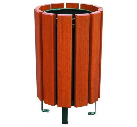 Corbeille en bois exotique 80 L avec seau galvanisé