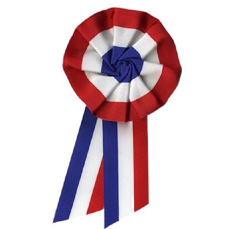 Lot de 10 Cocarde tricolore avec pans en tissu - diam. 110 mm