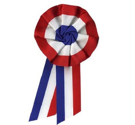 Lot de 10 Cocarde tricolore avec pans en tissu - diam. 110 mm