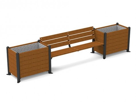 Banc Urbain Éco-Design avec Jardinières Tropicales Intégrées