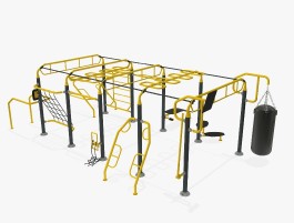 Parc sportif extérieur avec sac de frappe