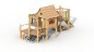 Aire de jeux en bois pour enfants avec toboggan et cabanes