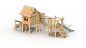 Aire de jeux en bois pour enfants avec toboggan et cabanes