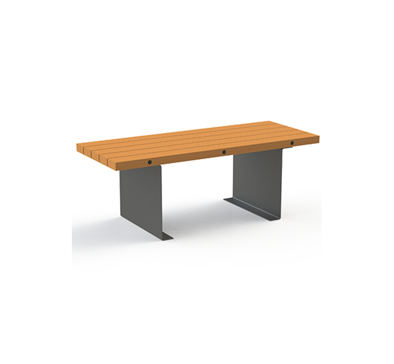 Table à pieds centraux en bois et acier galvanisé – Haute résistance et design moderne