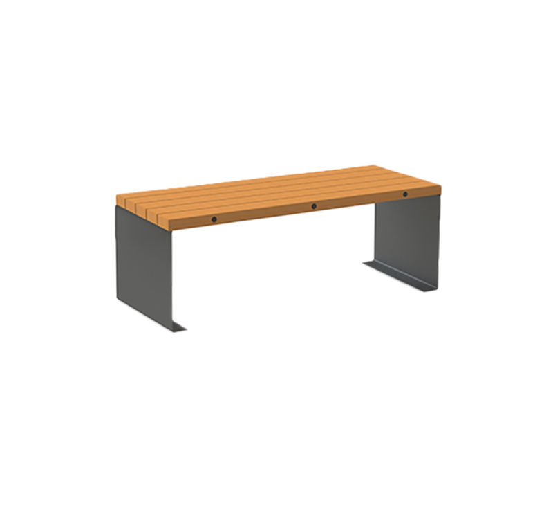 Table en bois avec pieds excentrés - mobilier urbain