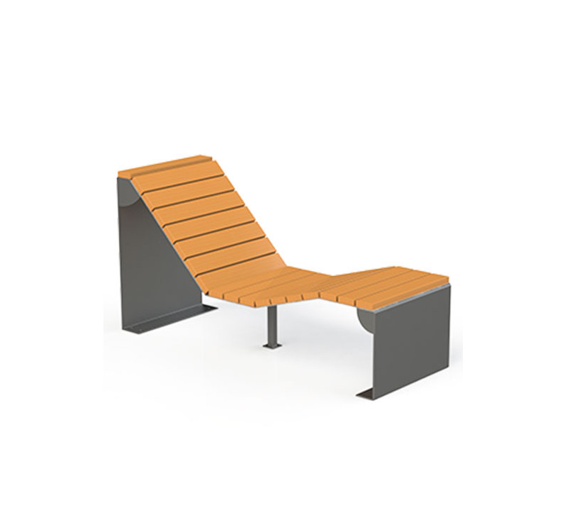 Chaise Longue en Bois et Acier - Mobilier Urbain Résistant et Esthétique