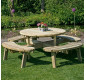 Table de pique-nique ronde en bois 8 personnes, Table de pique-nique ronde 8 personnes, Table pique nique ronde
