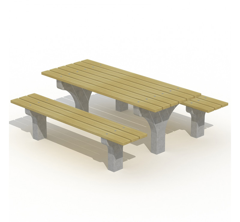 Table pique-nique bois pin et pieds béton armé