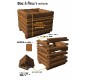 Lot de 5 jardinières mi-bois autoclave rectangulaire
