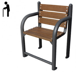 Banc public piétement acier galvanisé et bois tropical 3 places senior