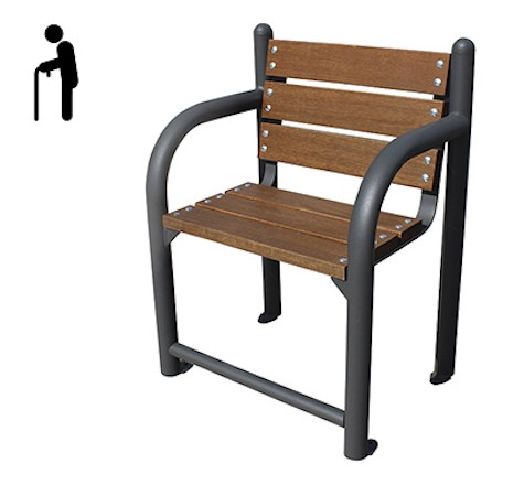 Banc public piétement acier galvanisé et bois tropical 3 places senior