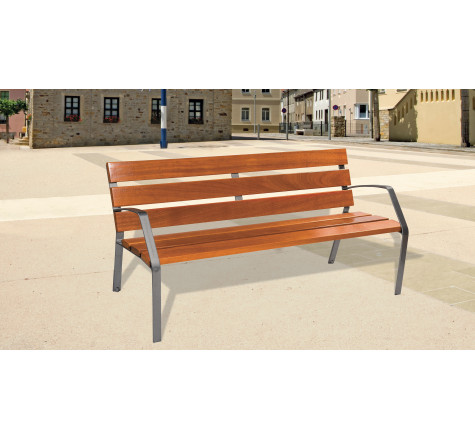 Banc public avec accoudoirs