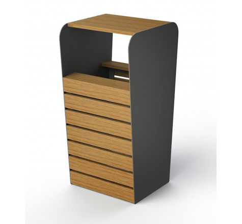 Lot de 8 poubelles couvertes en bois et métal | Collectivités