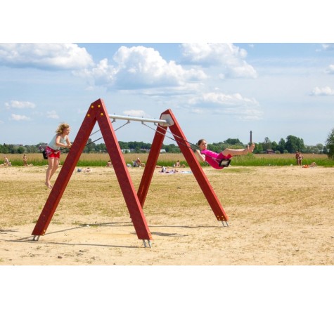 Portique balançoire bois collectif 2 places pour aire de jeux