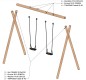 Portique balançoire en bois de robinier, Balançoire bois de robinier pour enfants